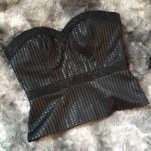 Bebe Lace Contrast Bustier Top